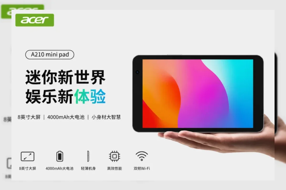 Acer Luncurkan Tablet A210 Layar 8 Inci dengan Android 14 dan Harga Terjangkau