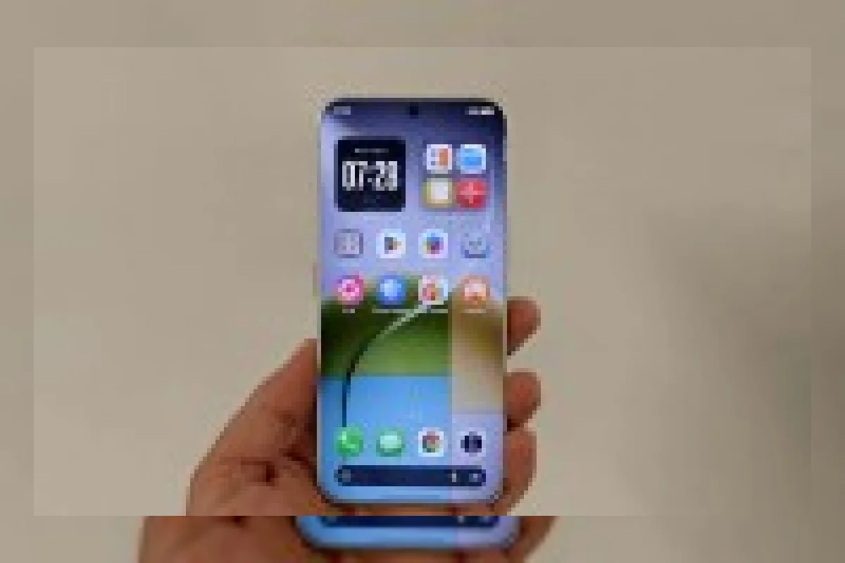Tangan memegang ponsel konsep Tecno tanpa bezel