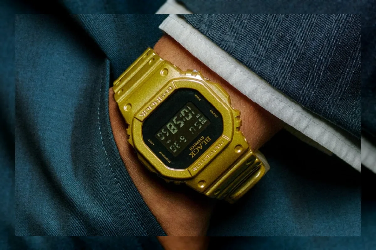 Casio G-Shock DW-5600BEP-9 BlackEyePatch gold watch