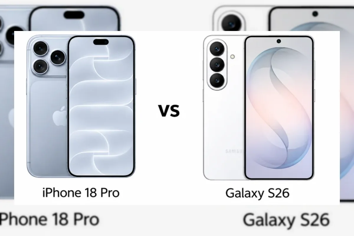 Ilustrasi perbandingan iPhone 18 Pro dan Galaxy S26