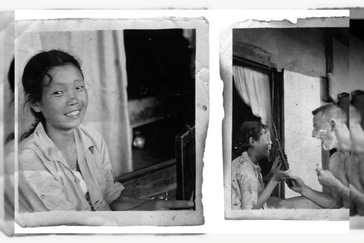 Foto hitam putih pasangan era Perang Korea di Wonju, Park Yoo-sun dan Ralph Smith
