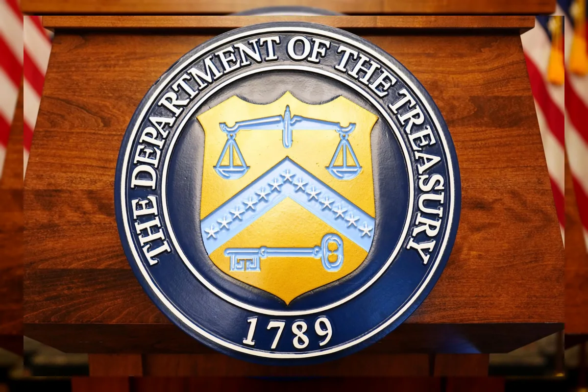 Gedung Departemen Keuangan Amerika Serikat di Washington sebagai simbol pasar obligasi Treasury