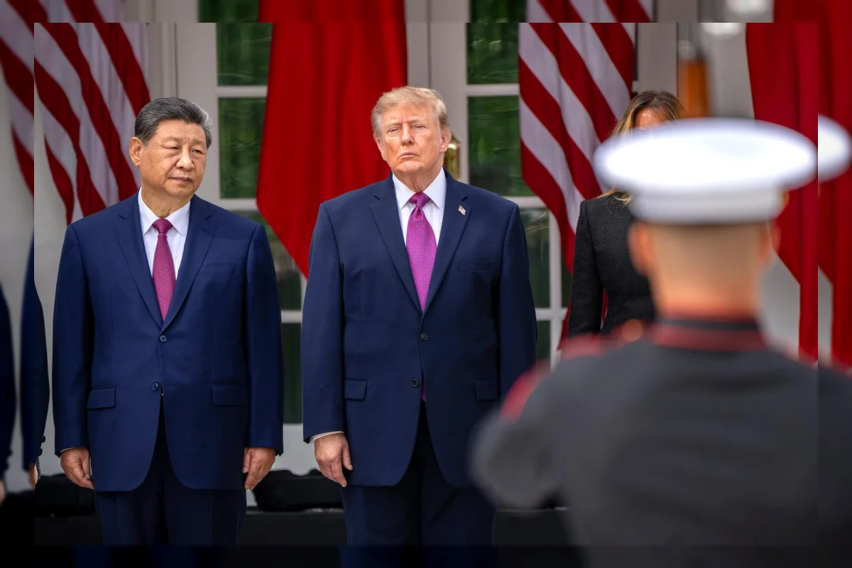 Presiden AS Donald Trump dan Presiden China Xi Jinping dalam KTT di Gedung Putih