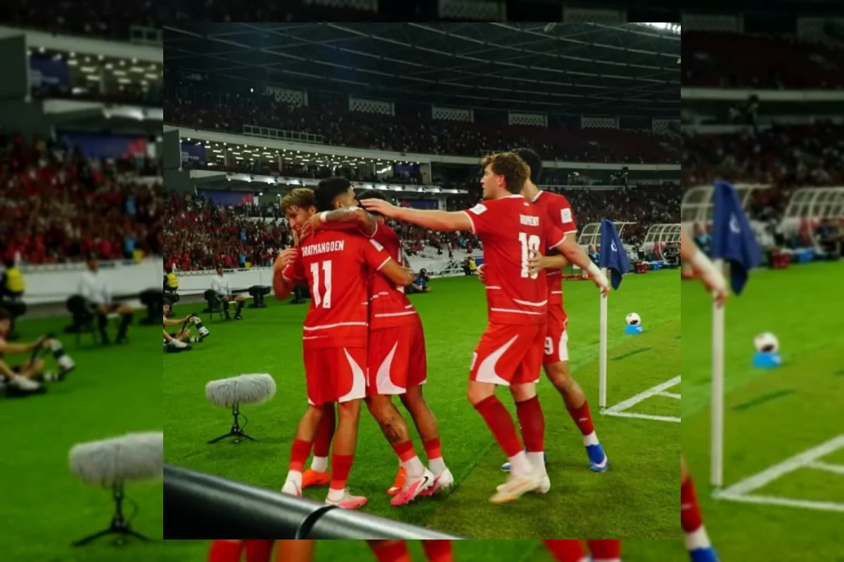 Pemain Timnas Indonesia merayakan gol ke gawang Singapura dalam laga FIFA ASEAN Cup 2026