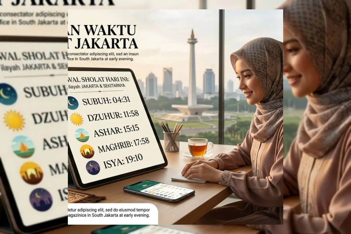 Ilustrasi jadwal waktu sholat lima waktu untuk wilayah Jabodetabek
