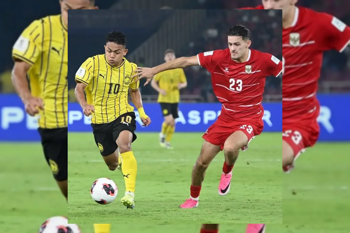 Pemain Timnas Indonesia berusaha melewati pemain Malaysia dalam laga FIFA ASEAN Cup 2026