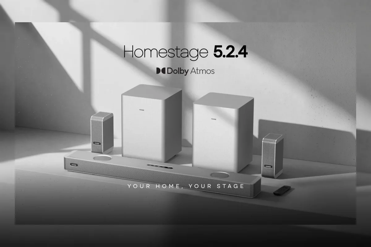 Soundbar Noise Homestage 5.2.4 dengan dua subwoofer dan audio Dolby Atmos