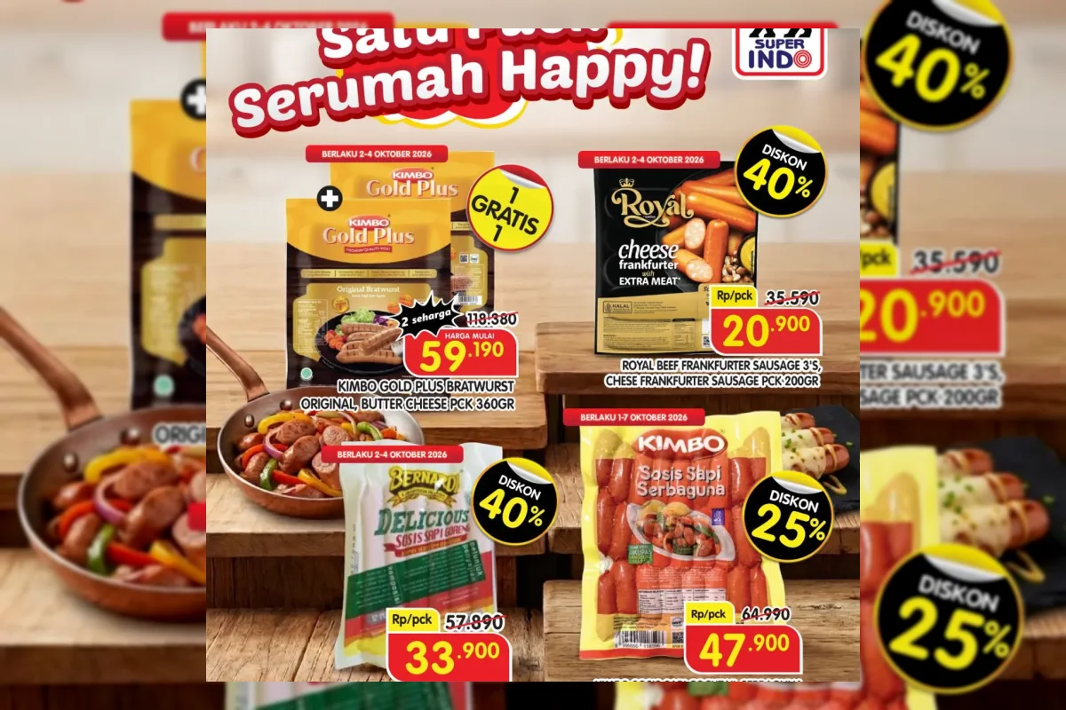 Ilustrasi promo Super Indo Oktober 2026 dengan diskon sosis dan susu