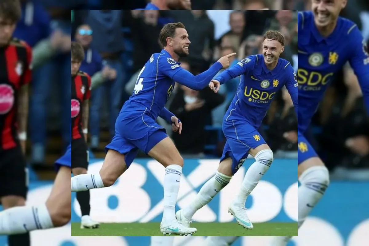 Pemain Chelsea merayakan gol ke gawang Bournemouth di Stamford Bridge