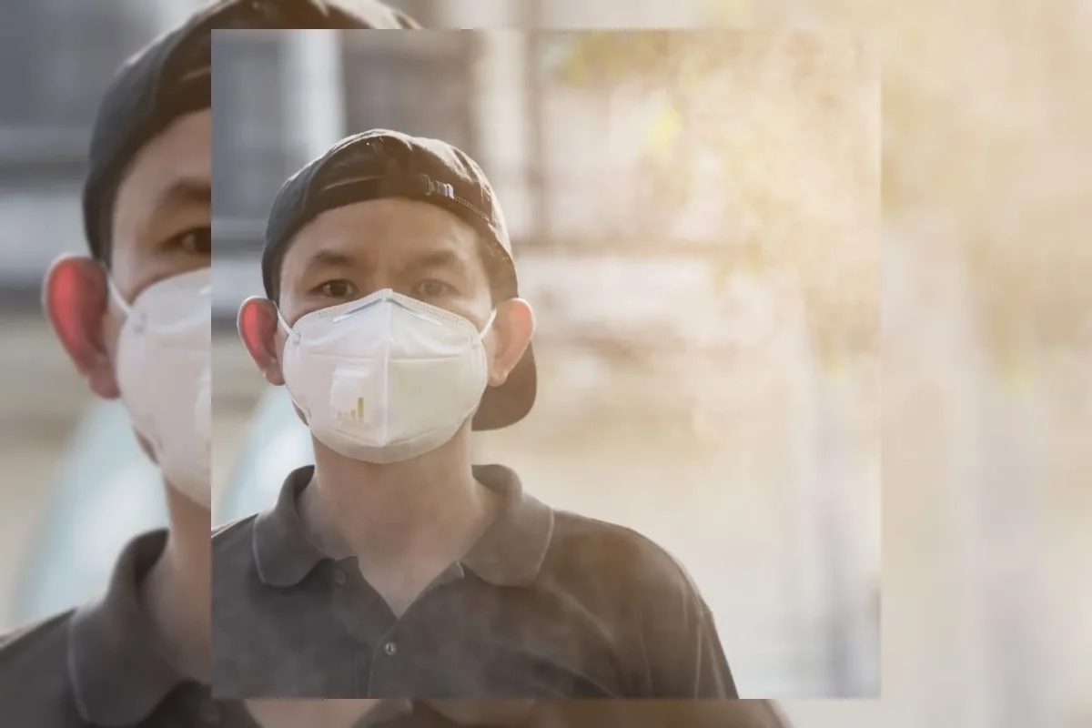 Ilustrasi masker N95 untuk melindungi pernapasan dari kabut asap dan polusi udara