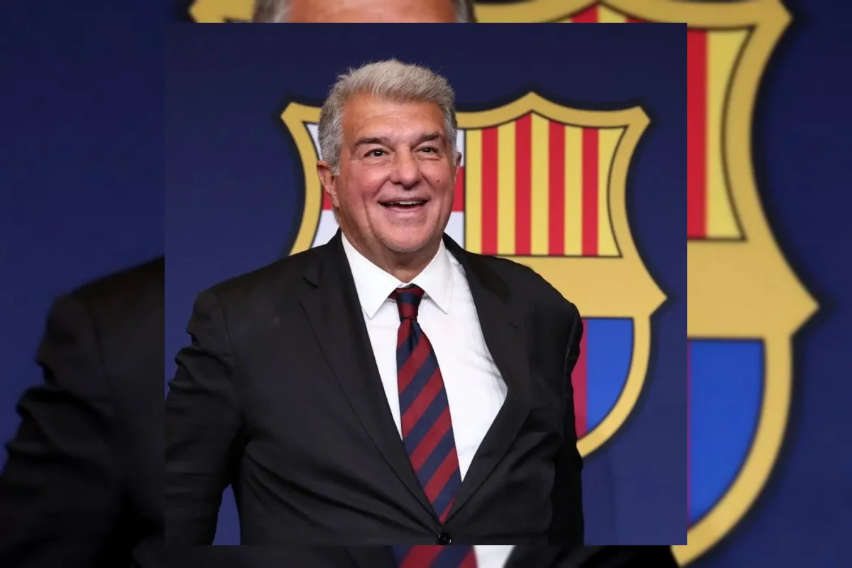 Presiden Barcelona Joan Laporta saat konferensi pers