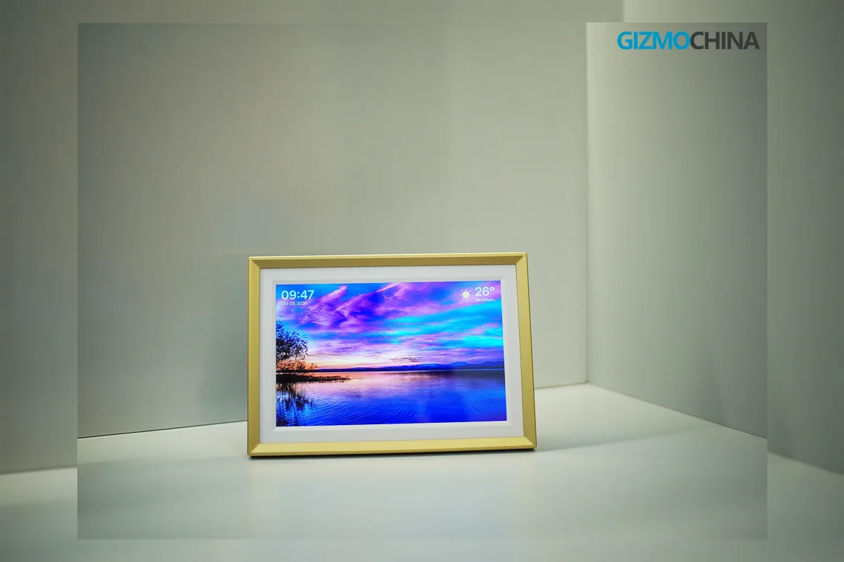 Arzopa D10 WiFi Digital Photo Frame dengan bingkai champagne-gold dan layar sentuh 10,1 inci