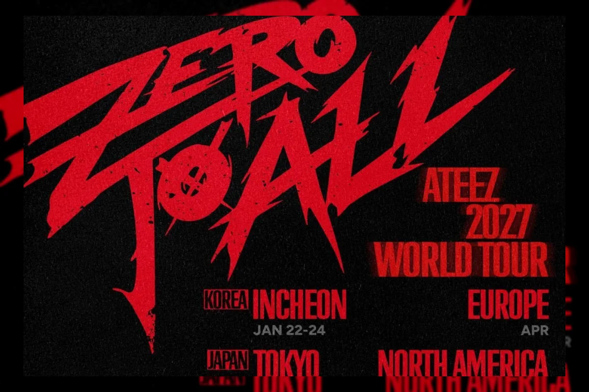 Poster tur dunia 2027 ATEEZ bertajuk ZERO TO ALL