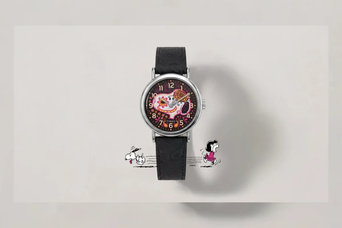 Jam Timex Weekender edisi Day of the Dead dengan ilustrasi Snoopy dan dial Indiglo