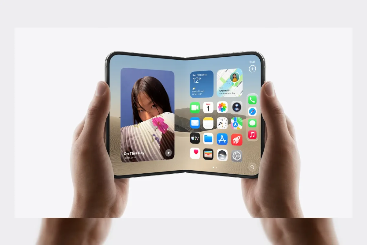 Ilustrasi ponsel lipat iPhone Duo yang mulai didiskon di sebagian wilayah China