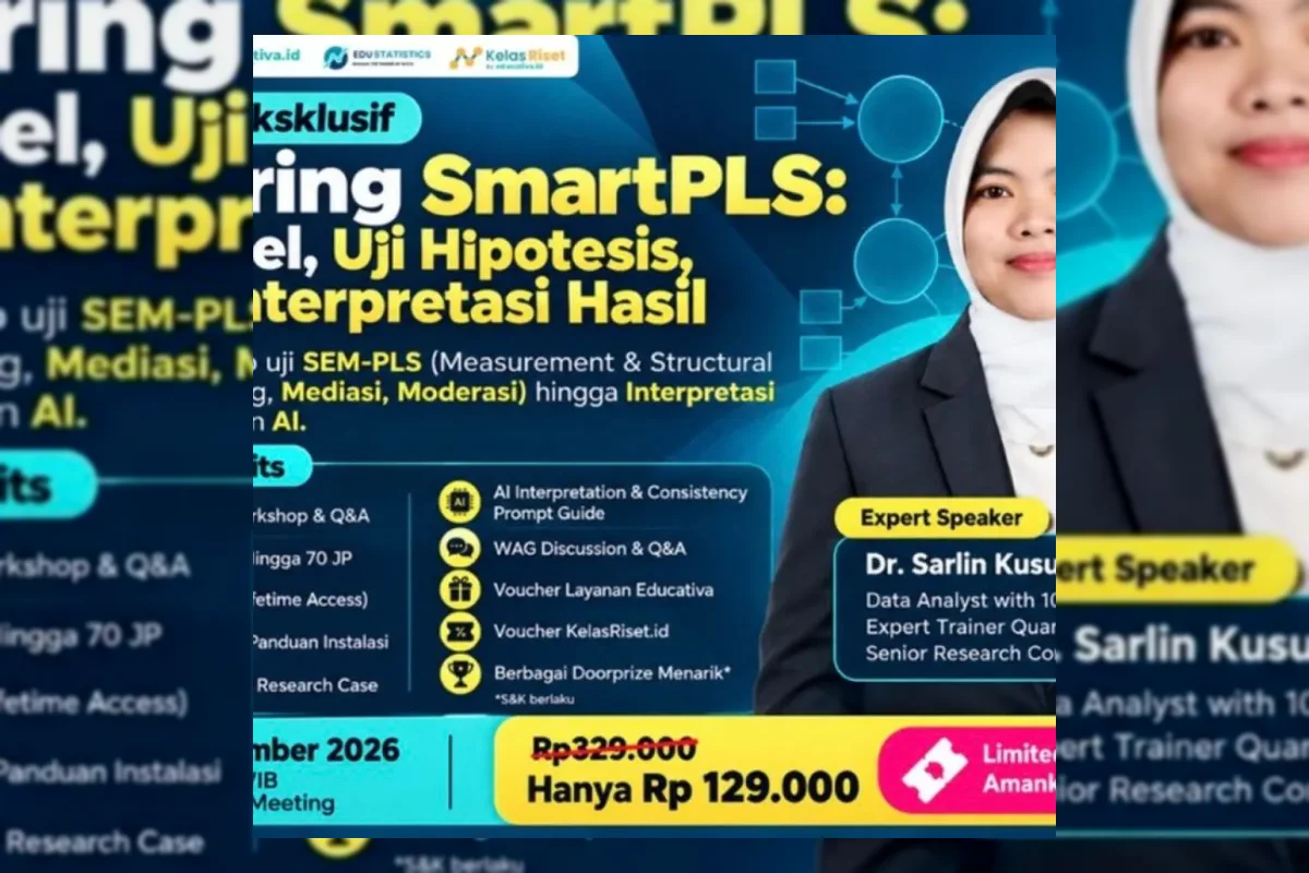 Ilustrasi penggunaan perangkat lunak SmartPLS untuk analisis statistik penelitian