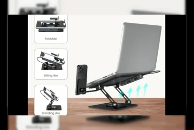 Stop Ribet Kabel! Stand Laptop Portronics K9 Pro Max Integrasikan 6 Port USB Sekaligus