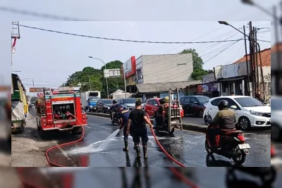 Tumpahan Oli di Bojongsari Depok, Sejumlah Pemotor Terjatuh