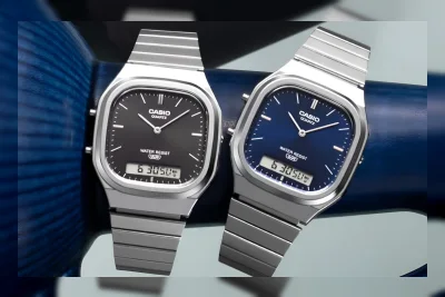 Casio Rilis Jam Tangan AQ-240E Baru dengan Gaya Retro Navy dan Hitam Glossy