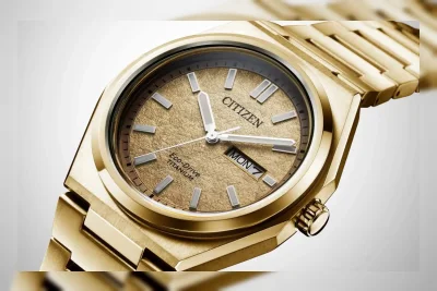 Citizen Rilis Zenshin AW0132-55P, Jam Titanium Warna Emas Bergaya 1970-an