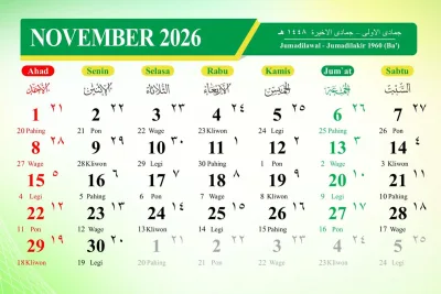 Tanpa Libur Nasional dan Cuti Bersama: November 2026 Hanya Punya Lima Tanggal Merah, Semuanya Hari Minggu